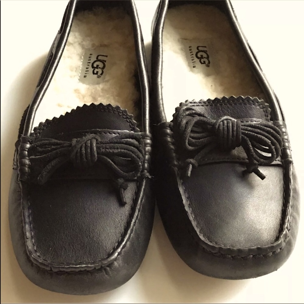 Ugg Black Moccasin Meena 1003541 Leather Loafer